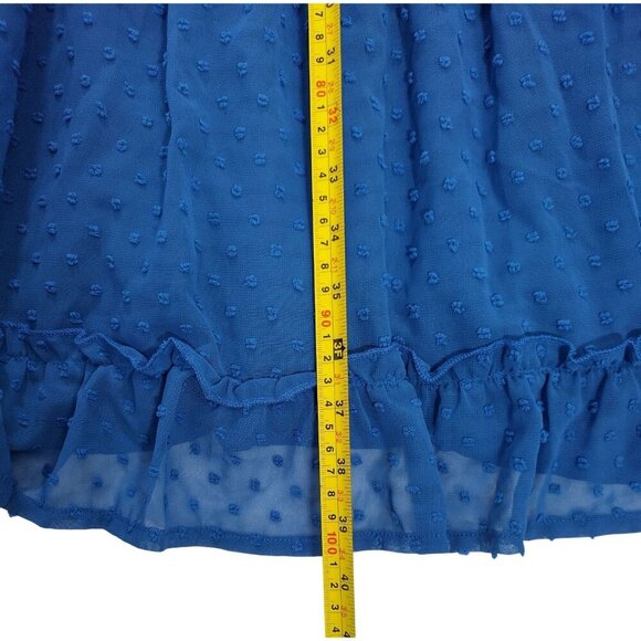 Btfbm Blue Swiss Dot Long Sleeve Ruffle Tiered Mini Dress XL Womens, NWT. - Picture 8 of 8